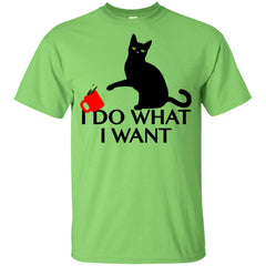 Womens I Do What I Want Sassy Black Cat Coffee Women's T-shirt LTD Apparel - Ricetee