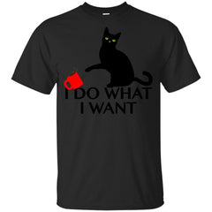 Womens I Do What I Want Sassy Black Cat Coffee Women's T-shirt LTD Apparel - Ricetee